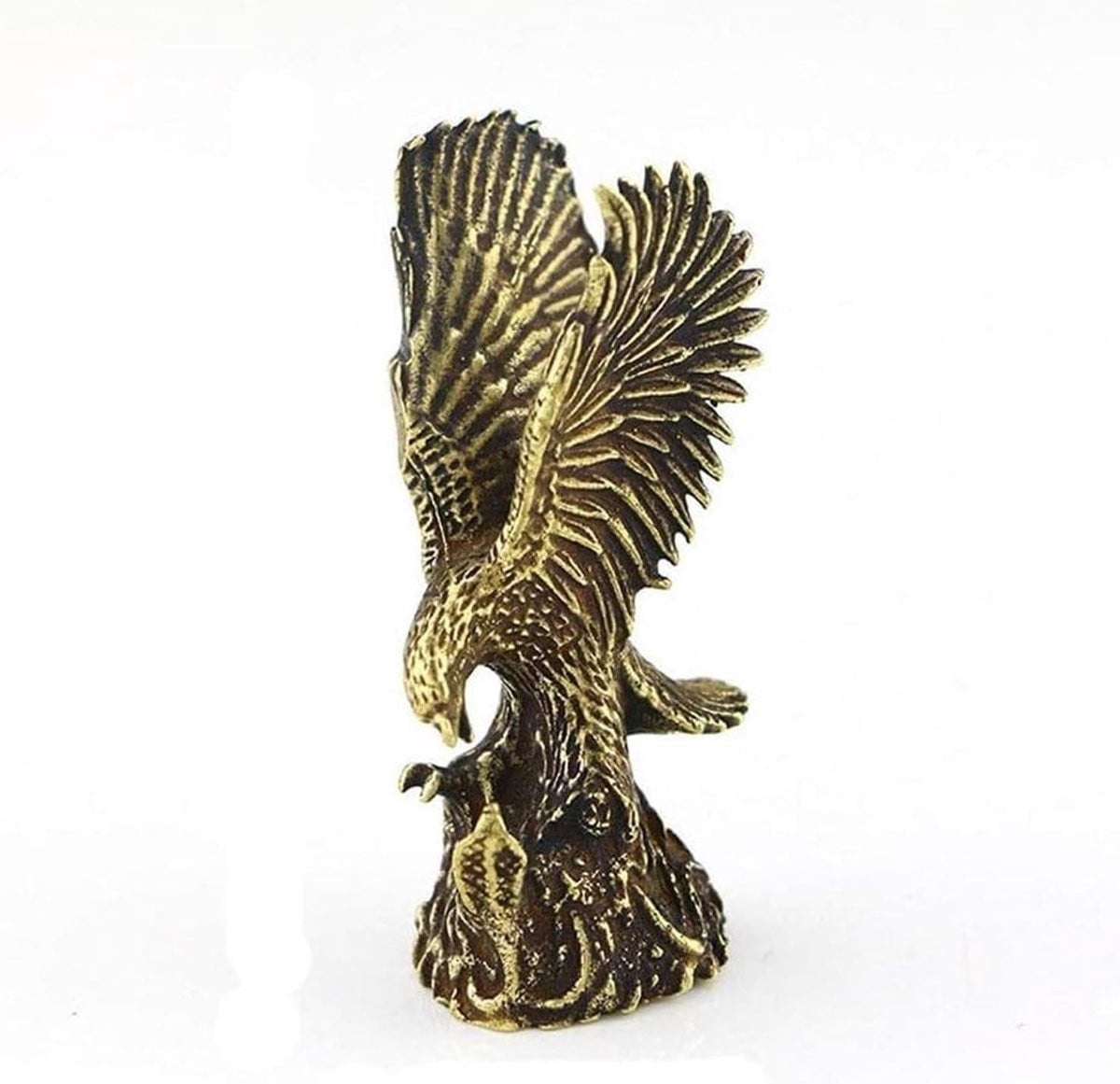 Messing Adelaar Beeldje - Bronskleur Vintage Vogel Decoratie voor op je Bureau - 300 Gram