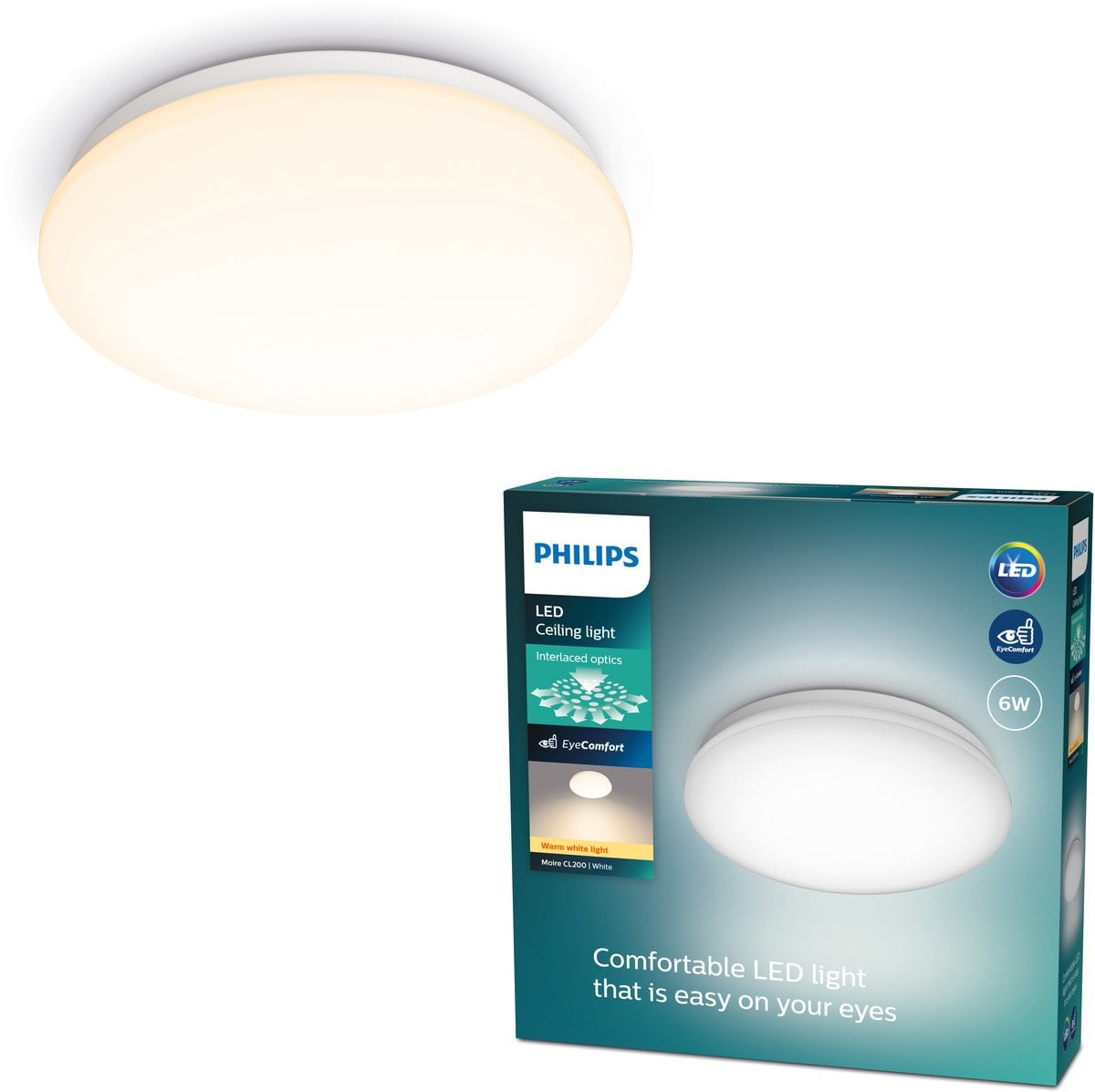 Philips Moire ronde LED plafonnière voor de gang