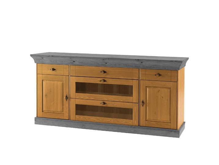 Sideboard II 185 x 85 x 45cm Braun/Kiefer Laugenfarbig/Kiefer Grau