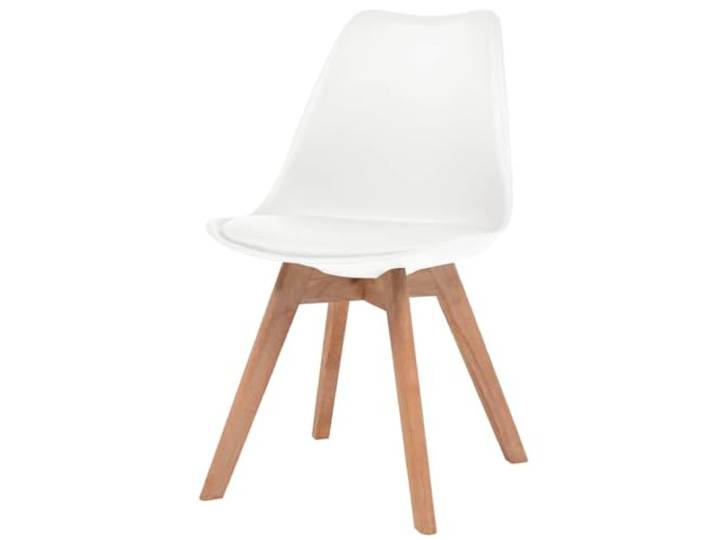 Jkghdrt Esszimmerstühle 2 STK. Weiß Kunststoff Ergonomische Sitzfläche, Kunstleder Polster, Massivholzbeine, einfache Montage, Küche Esszimmer