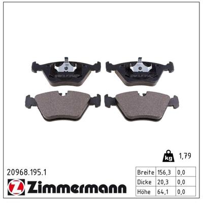ZIMMERMANN Bremsbelagsatz, Scheibenbremse 20968.195.1 Vorderachse für BMW