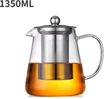 Inspire Essentials Glass Teapot With Stainless Steel Infuser Heat Resistant Borosilicate Kettle 1350ml