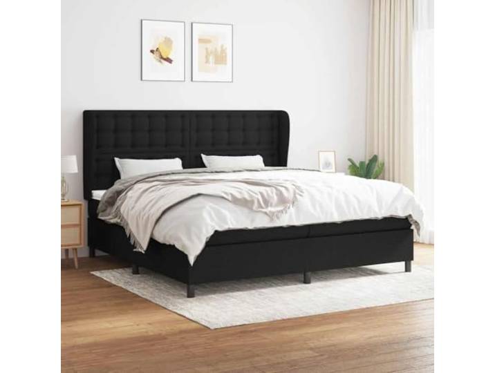 RJPLMFV Lattenrost, Matratze, Schwarz, 200 x 200 cm, Stoff Verstellbarer Kopf, Taschenfedern, mittelharte Unterstützung, weicher Matratzenschoner, Handbuch enthalten