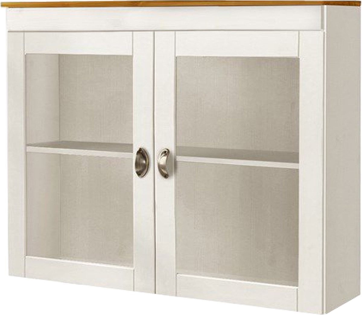 Toscana Vitrinekast met 2 Glasdeuren - Wit/Honing