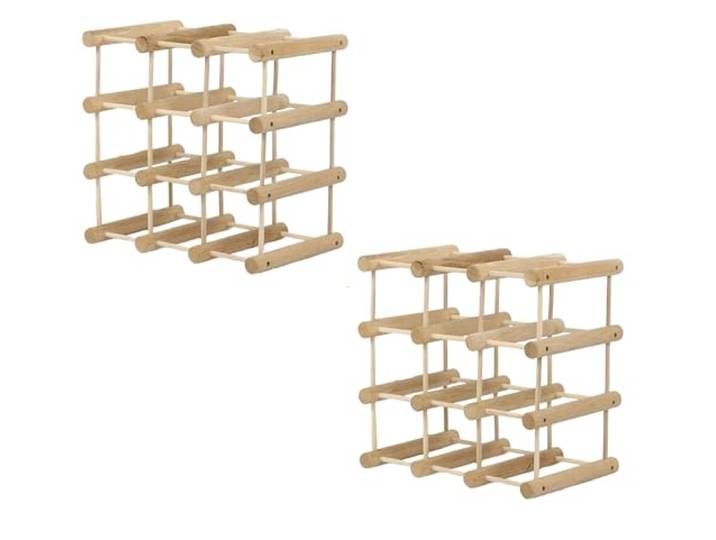 MODO24 Weinregal Modular Eiche Massivholz 24 Flaschen, 2 Module, Natur Modulares Flaschenregal & Weinständer aus Eichenholz, ModAbm 36x36x24 cm, Getränkeregal & Flaschenständer für Küche