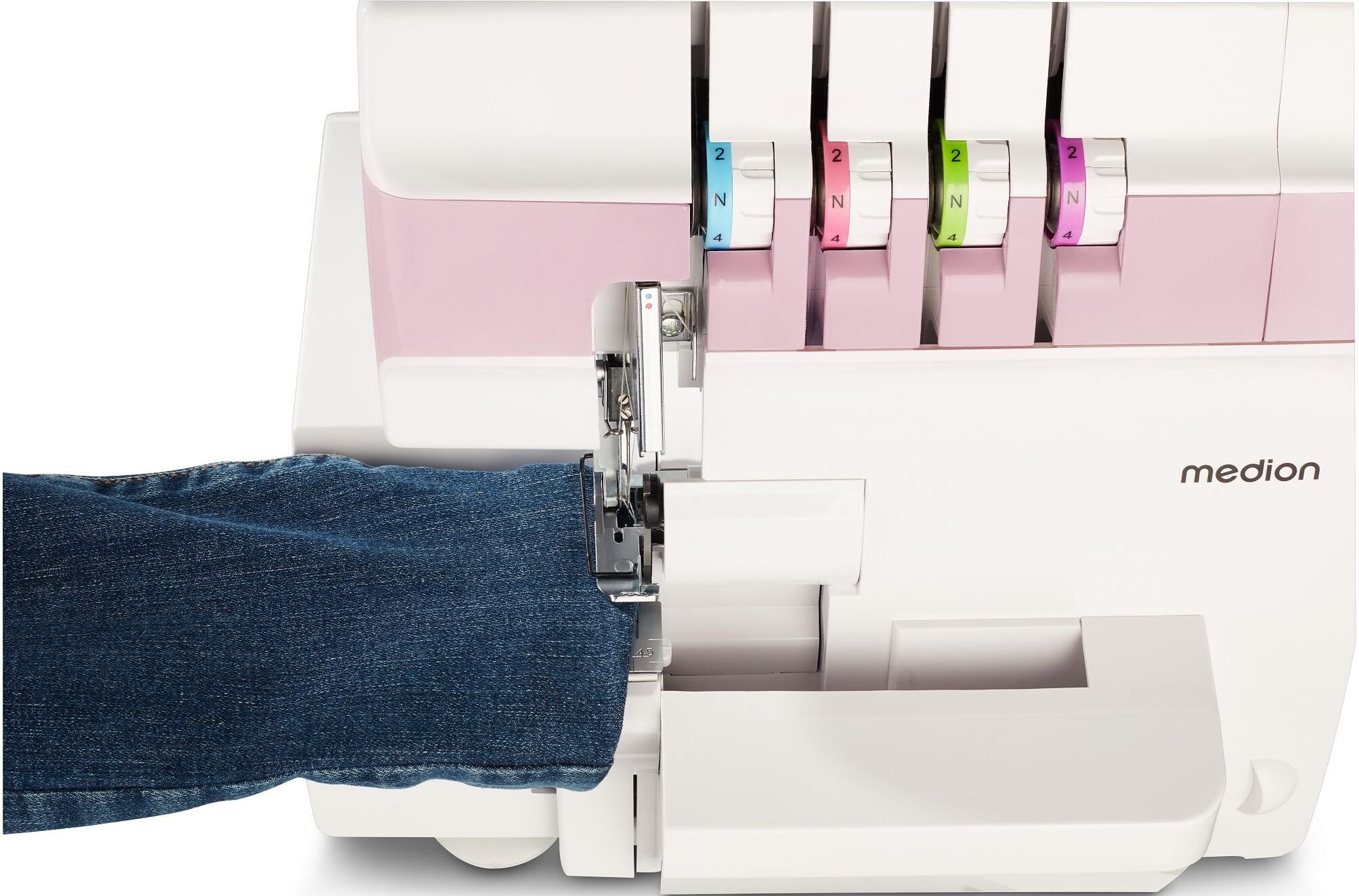 Overlock-Nähmaschine "Medion Life Overlock SO90", rosa (rosa, weiß), B:31cm H:32cm T:31cm, Nähmaschinen, Overlock-Nähmaschine rosa, weiß Einheitsgröße