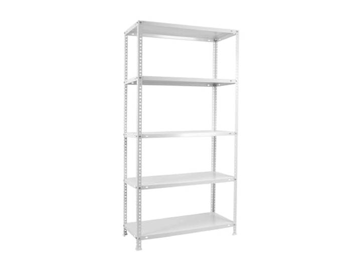 SimonRack Schwerlastregal, Lagerregal, 200x100x30 Metallregal, Kellerregal, Biegestelle 100 kg, 5 Fachböden, Weiss - Comfort