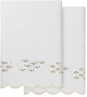 Authentic Hotel and Spa 100% Turkish Cotton FISH SCHOOL Scallop Embellished Towel Collection.