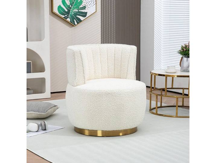 Chaise pivotante moderne à 360 degrés chaise pivotante ronde chaise de salon chaise bucket - SWEIKO - Velours Blanc