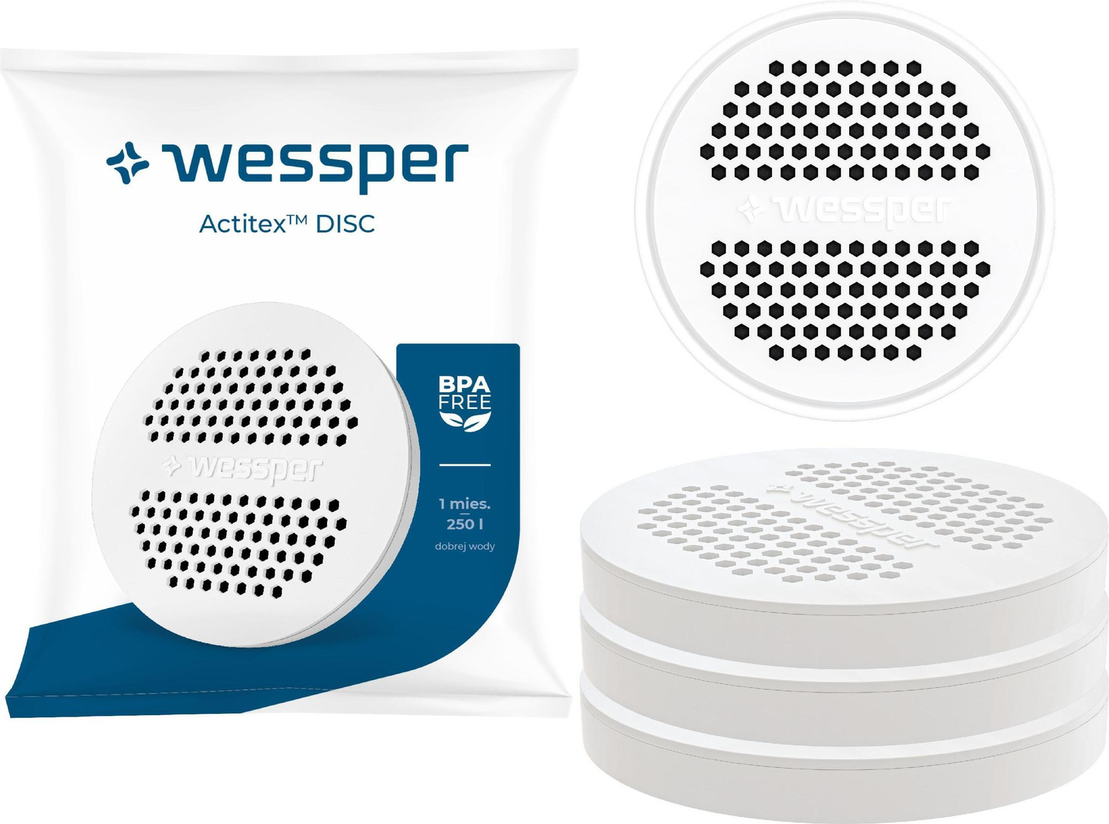 Wessper waterfilter MicroDisc, 3-pack vervangingsfilters voor Brita MicroDisc drinkflessen en kannen