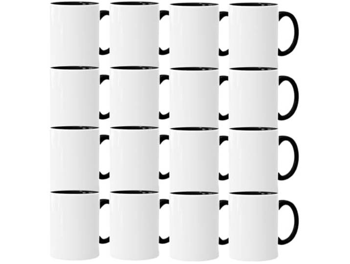 Sublimationstassen ohne Druck AAA Grade Einzeln oder im Set Fototasse für Sublimationsdruck Leere Tassen für Hitzepressen-Thermo-Sublimation (108 Stück, Schwarz)