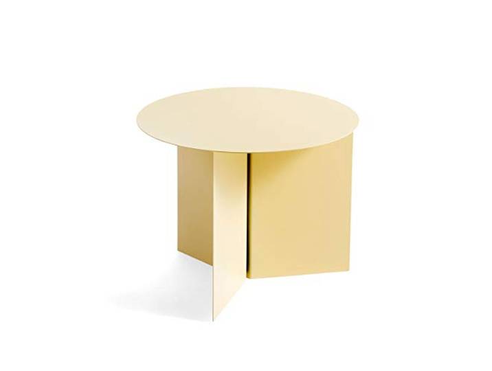 Hay Slit Table Round Beistelltisch aus Pulverbeschichtetem Stahl in der Farbe Hellgelb, Maße: 45cm x 35,5cm, 102477-9509000