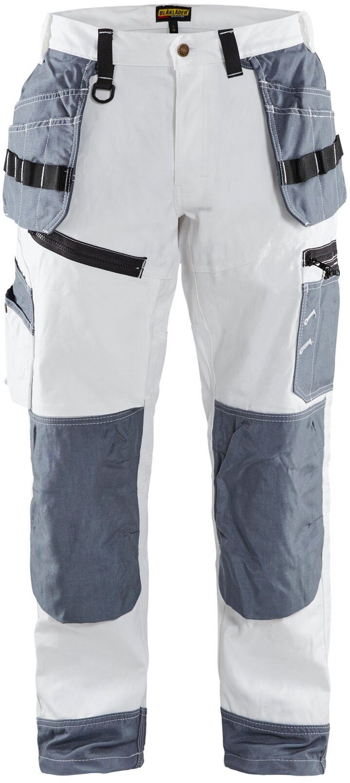 Arbeitsbundhose BLÄKLÄDER "Bekleidung", Damen, Gr. 60, EURO, weiß (weiß, grau), Obermaterial: 100% Baumwolle CO., Hosen Arbeitsbundhose