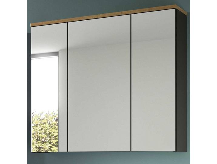Spiegelkast Canu Xonox - FSC-gecertificeerd Hout - 80x73x21 Cm - Basaltgrijs - Xonox - Badkamer Spiegelkast - Bruin; Grijs - Spaanplaat