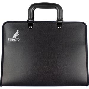 Kangaro Zeichenmappe K-830211, schwarz, A4, aus Kunststoff, mit Reißverschluss, 3 Fächern und Griff
