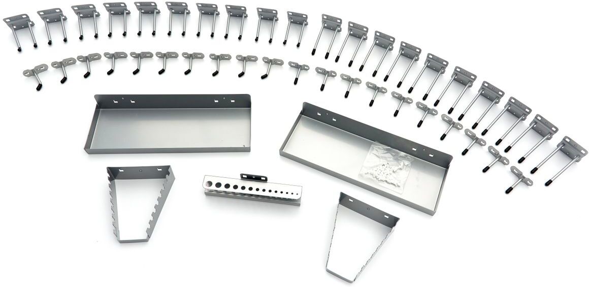 HBM Set di 45 Ganci di Fissaggio, Scaffali e Contenitori per Pareti Attrezzi HBM e Sistemi di Officina Modulari