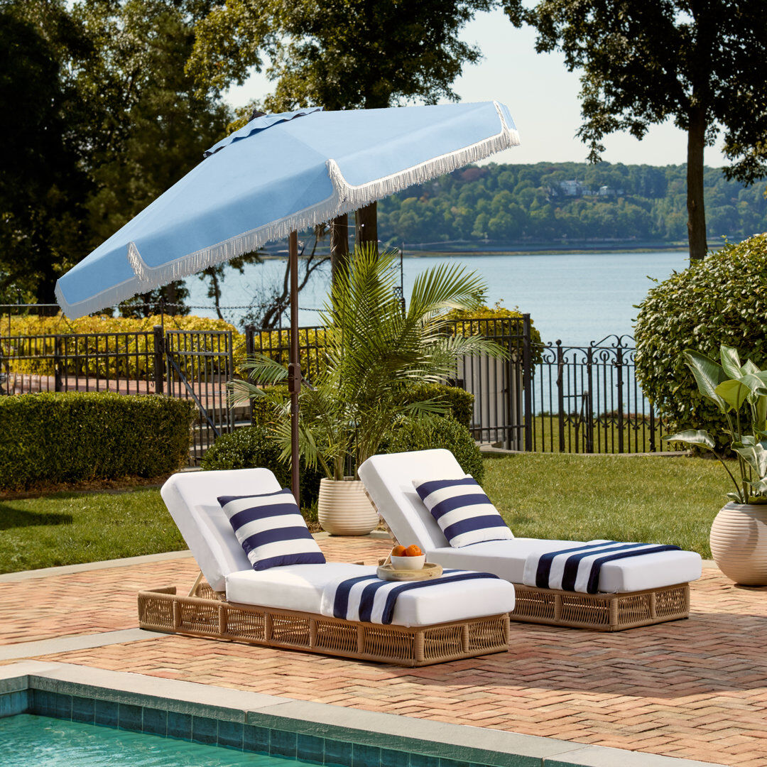 Blue Elephant Outdoor Argentina Beach Parasol Baby Blue/White 251cm H X 256cm W X 256cm D