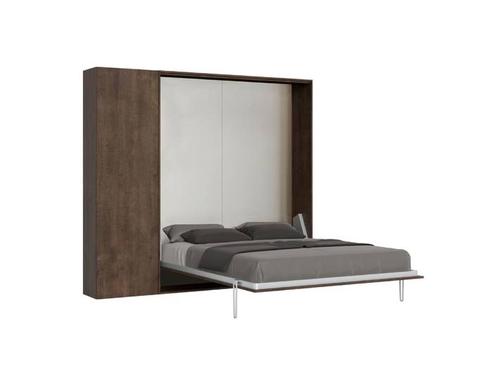 Cama doble kentaro en nogal con columna izquierda-derecha
