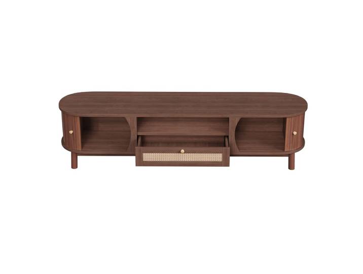 Meuble tv en rotin noyer l 165 cm