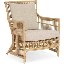 Gartensessel Adelma Ratten-Optik, Aluminiumgestell, Boho Stil, natur, abnehmbare Kissen, Outdoor