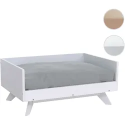 Tierbett HWC-Q64, Haustierbett Katzen-/Hundebett Tierkörbchen Tierliege, Holz FSC® 32x72x50cm ~ weiß, Kissen grau