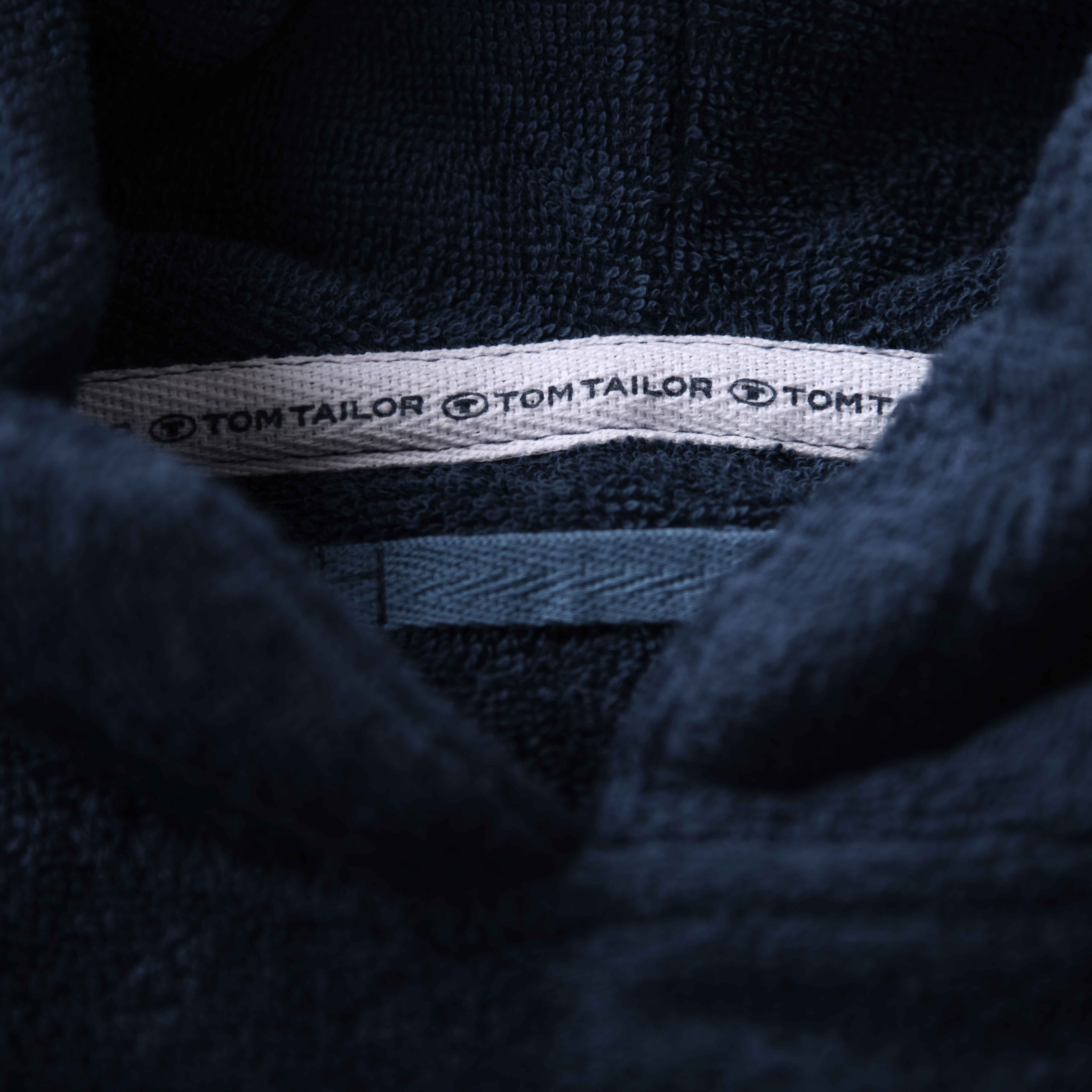 Badeponcho TOM TAILOR HOME "Surfponcho COLOR BATH" Gr. 116, blau (schwarz navy), 116/134, Frottier, Hausmäntel, Badeponcho, mit Kordel, Bauchtasche, saugstark, Baumwolle, auch in Kindergrössen schwarz navy 116/134