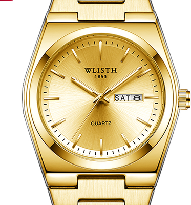 Uplifted Trends Luxury Stainless Steel Quartz Watch For Men Waterproof Luminous Date Week Function gold