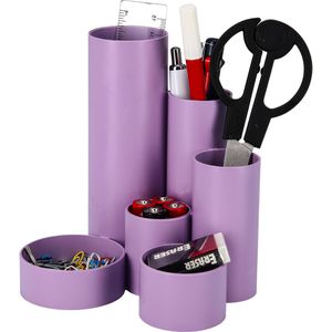 M&M Stiftehalter Schreibtisch-Boy, Recycling-Kunststoff, 6 Fächer, lavendel
