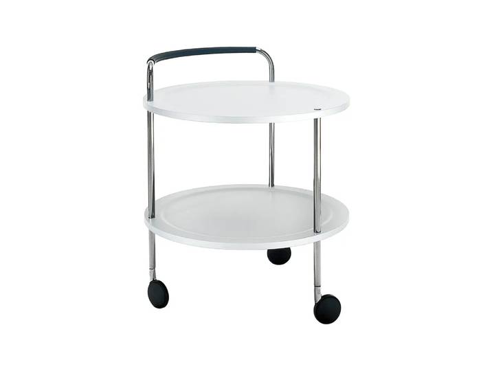 SMD Design Chariot de service Trolley Round blanc, structure chromée