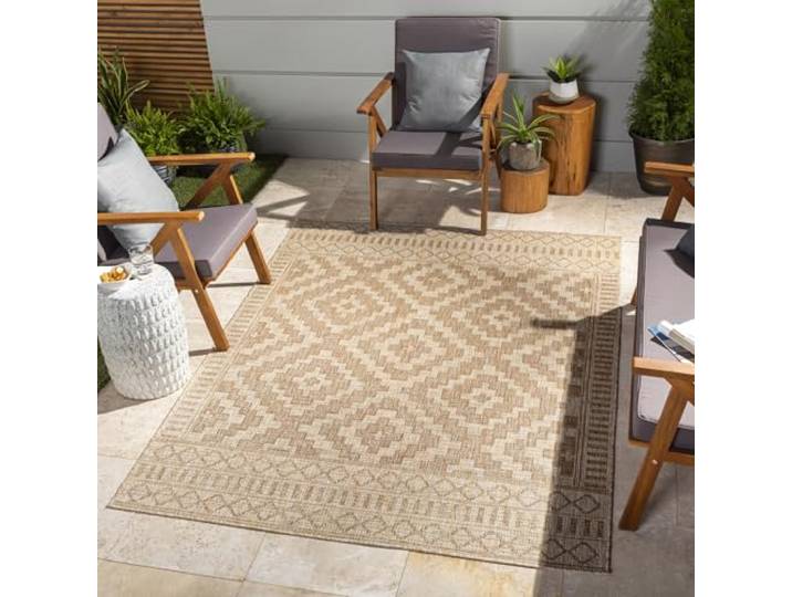 Livabliss Tricia Salema wetterfest Outdoor Design 200X275 cm – Boho Stil für Balkon, Terrasse, Garten & Küche, pflegeleicht & langlebig – Hellbeige