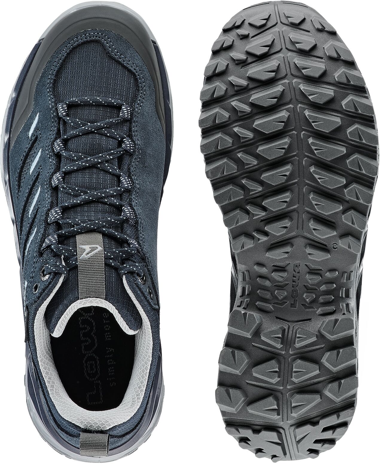 Wanderschuh LOWA "INNOVO GORE-TEX LO WS", Damen, Gr. 37, blau (navy, arktis), Textil, Veloursleder, Schuhe Wanderschuh, wasserdicht, winddicht,atmungsaktiv dank GORE-TEX Membrane navy, arktis 37