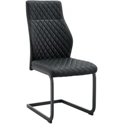 STILVORA Esszimmerstühle 2er-Set Metall & PU-Leder Schwarz, hohe Rückenlehne 100 cm