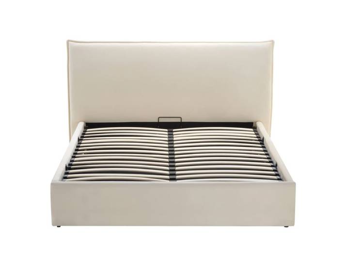 Lit coffre 160x200 cm CELINE tissu velours beige