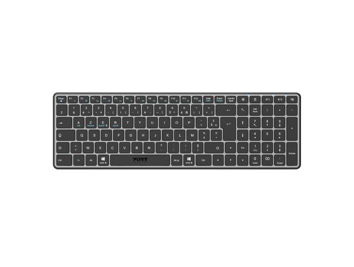 Port Connect Clavier sans fil compact rechargeable - USB-C et Bluetooth - Noir