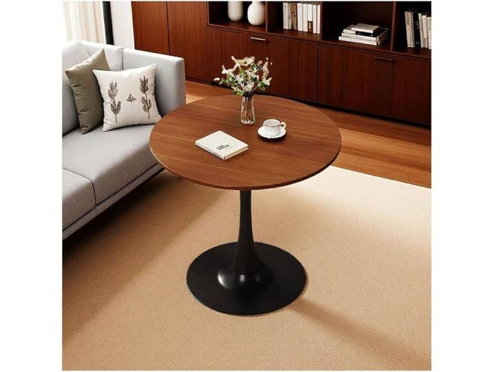 Rond En Bois Table À Manger Petit Table De Tulipes Pour 2 À 4 Personnes Rétro Noyer Table De Cuisine Pour La Cuisine Loisirs Bois