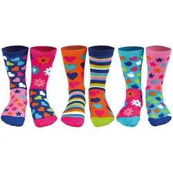 United Oddsocks Kinder Socken, 6 individuelle Socken - Geschenkbox, Motivsocken Hop, Skip & Funk / 30,5-39