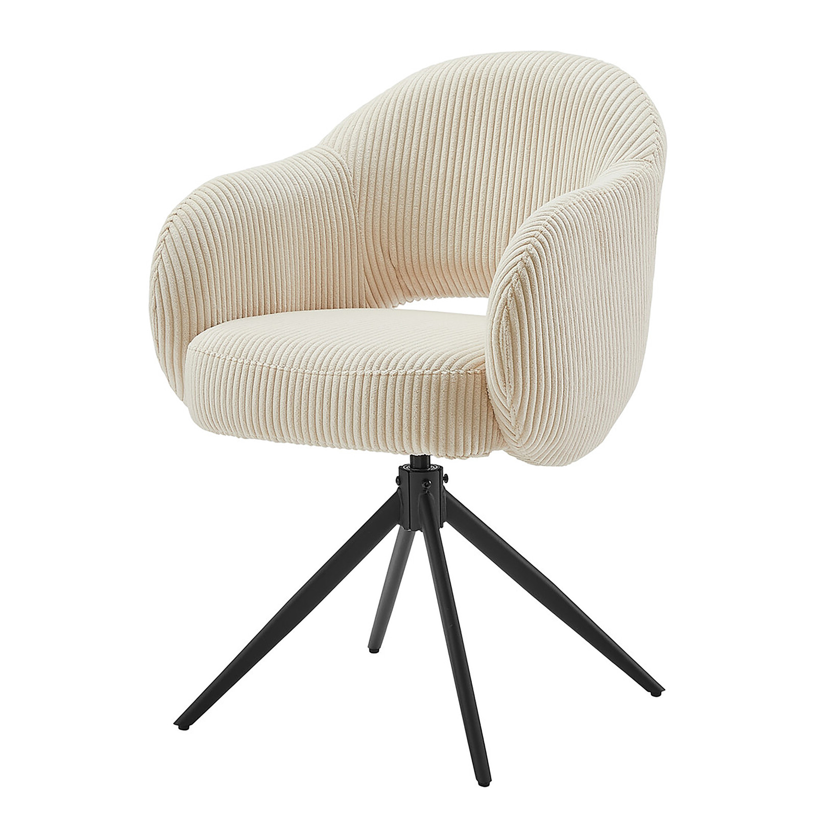 home24 Stoel Mauch met armleuningen beige corduroy B: 58 cm, D: 60 cm, H: 84 cm