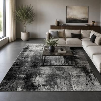 Paco Home Area Rug for Living Room with Abstract Paint Effect
