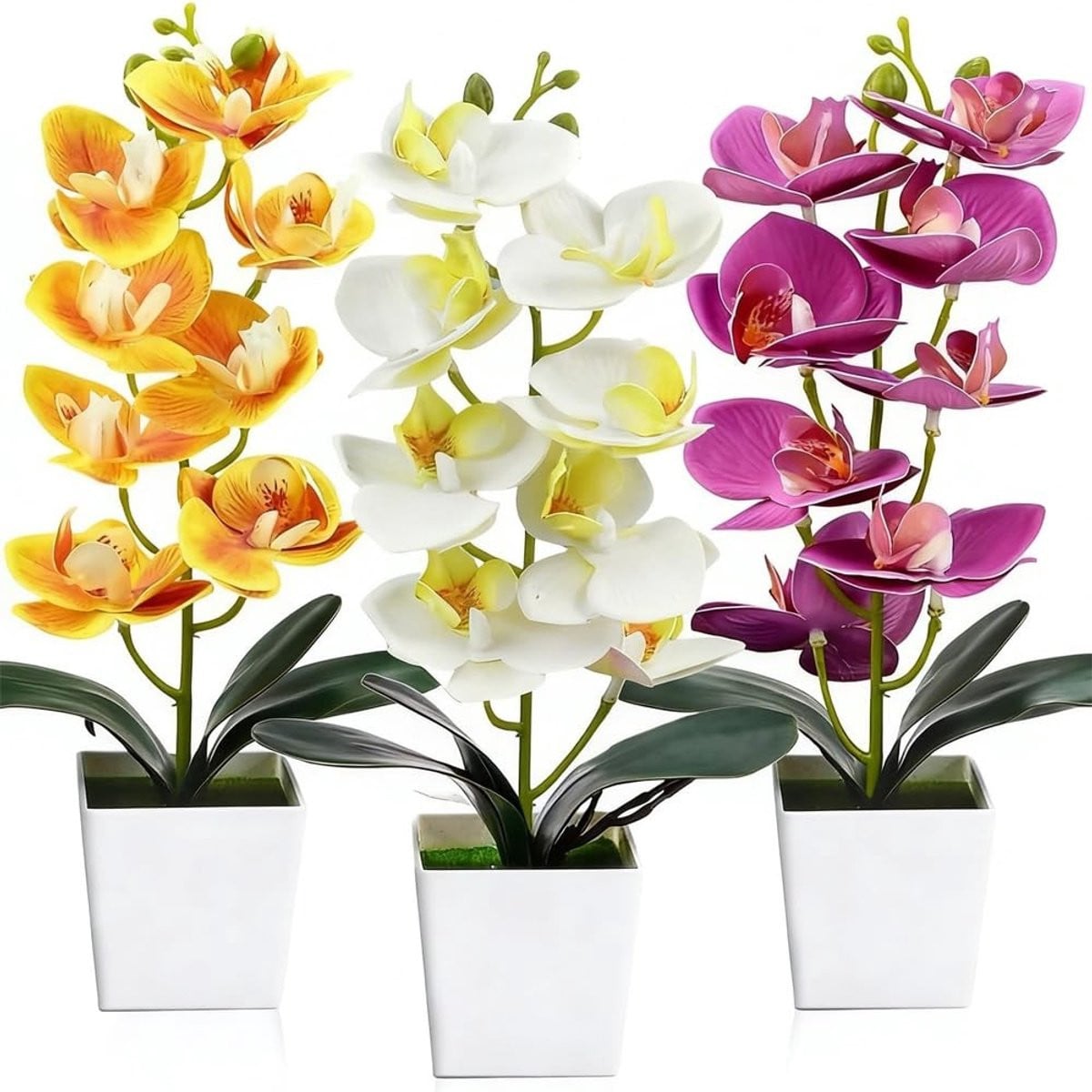 Set van 3 kunstorchideeën in pot voor decoratie