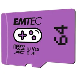 Emtec MicroSD Card SDXC CL.10 UHS1 U3 V30 Gaming (64 GB, microSDXC, UHS-I), Speicherkarte, Violett