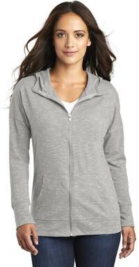 District DT665 Women's Medal Full-Zip Hoodie Jacket in Light Grey size XXL   Cotton/Polyester Blend