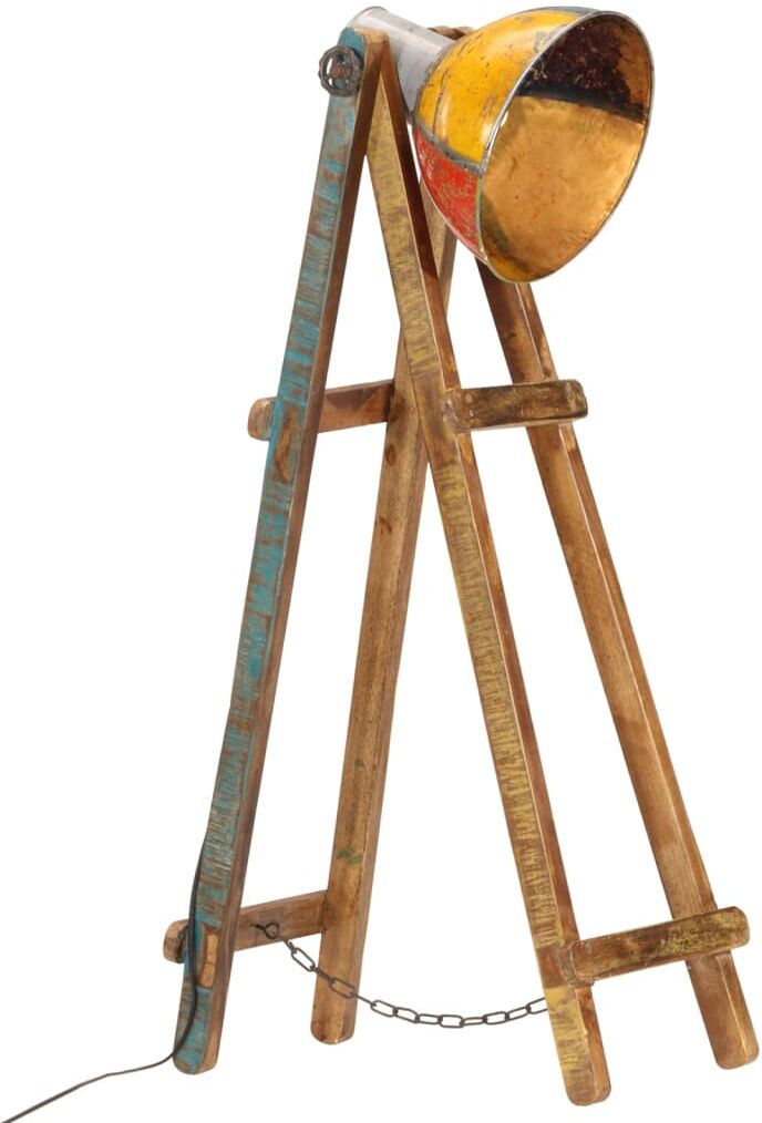 vidaXL Lampadaire multicolore E27 bois massif de manguier