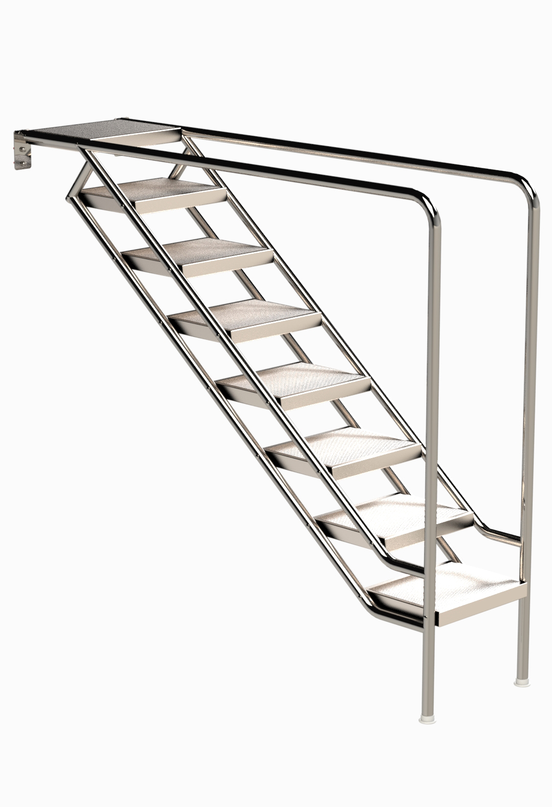 Eichenwald Ideal Edelstahl Eichenwald Pooltreppe Modell 08.3 Miami nur Unterteil Beckentiefe 1999mm 8 Edelstahl-Waffelblech-Stufen
