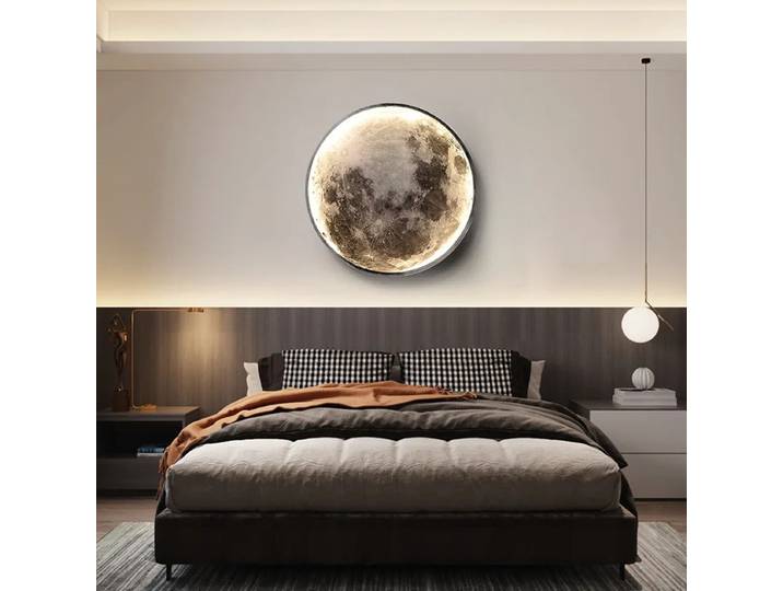 Lumière de luxe Style moderne gris lune circulaire porche Led décoration peinture lumière lumineuse peinture lumière couloir fin Mural
