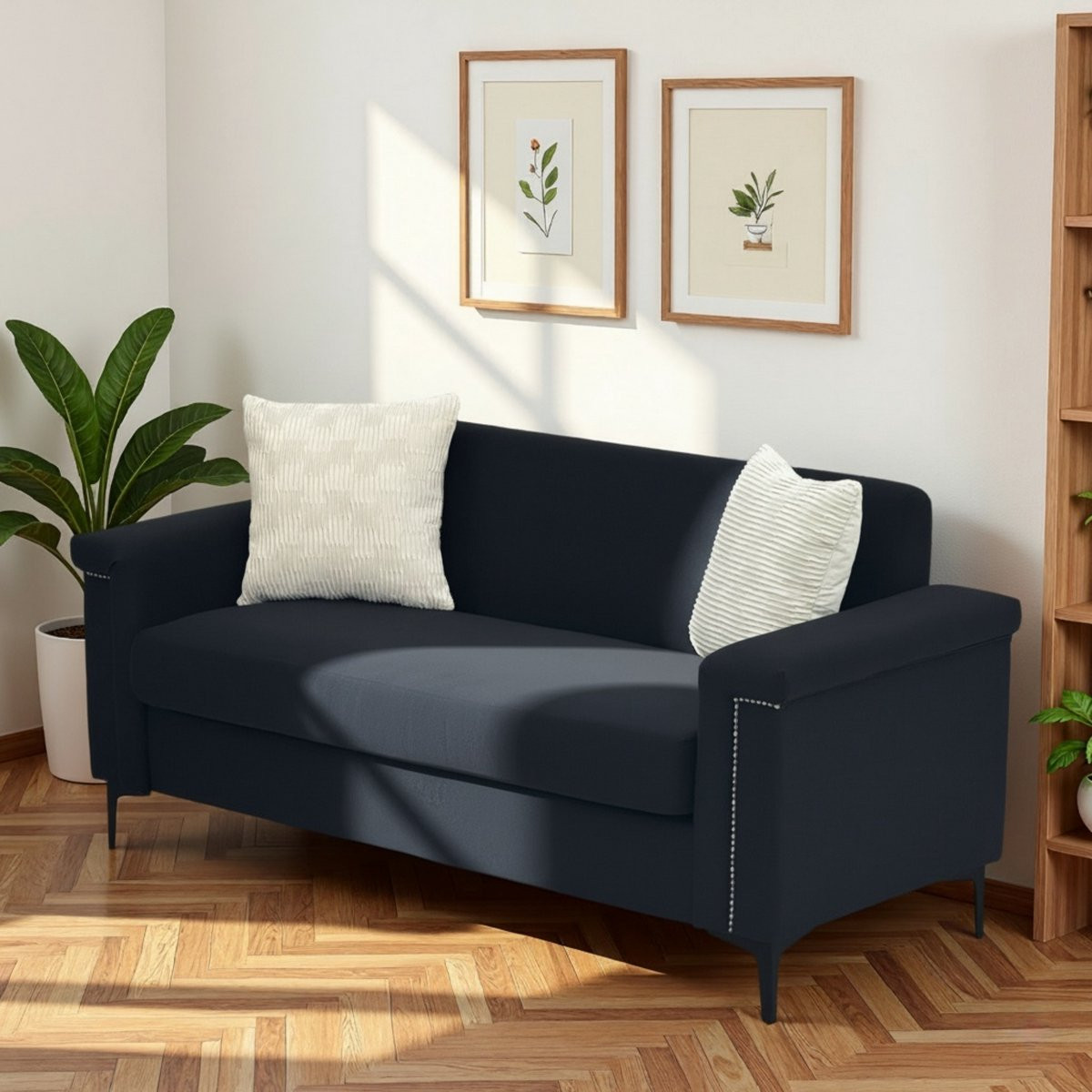 HAUSS SPOLE Scandinavische 2-Zitsbank - Comfortabele Zitbank voor Woonkamer - Zwart