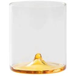 Zafferano Discobolo Trinkgläser-Set 4-teilig mundgeblasen Borosilikatglas transparent goldgelb 34,5 cl Fassungsvermögen elegantes Design Made in Italien