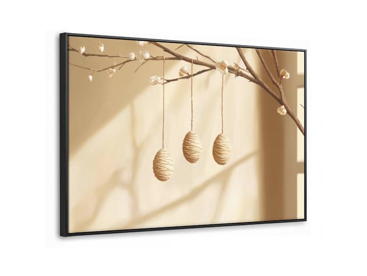 MuchoWow Leinwand Bilder mit Rahmen - Beige - Osterkuchen - Eier - 150x100, Rechteckig, 150x100 cm, gerahmt, Bilder & Rahmen, Bilder, Leinwandbilder