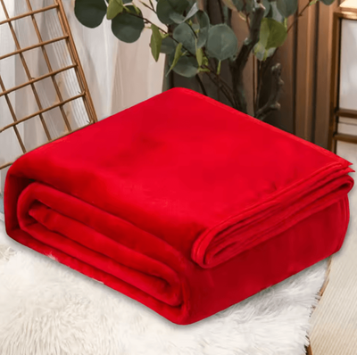Inspire Curations Solid Coral Fleece Soft Warm Throw Blanket red 100x70cm
