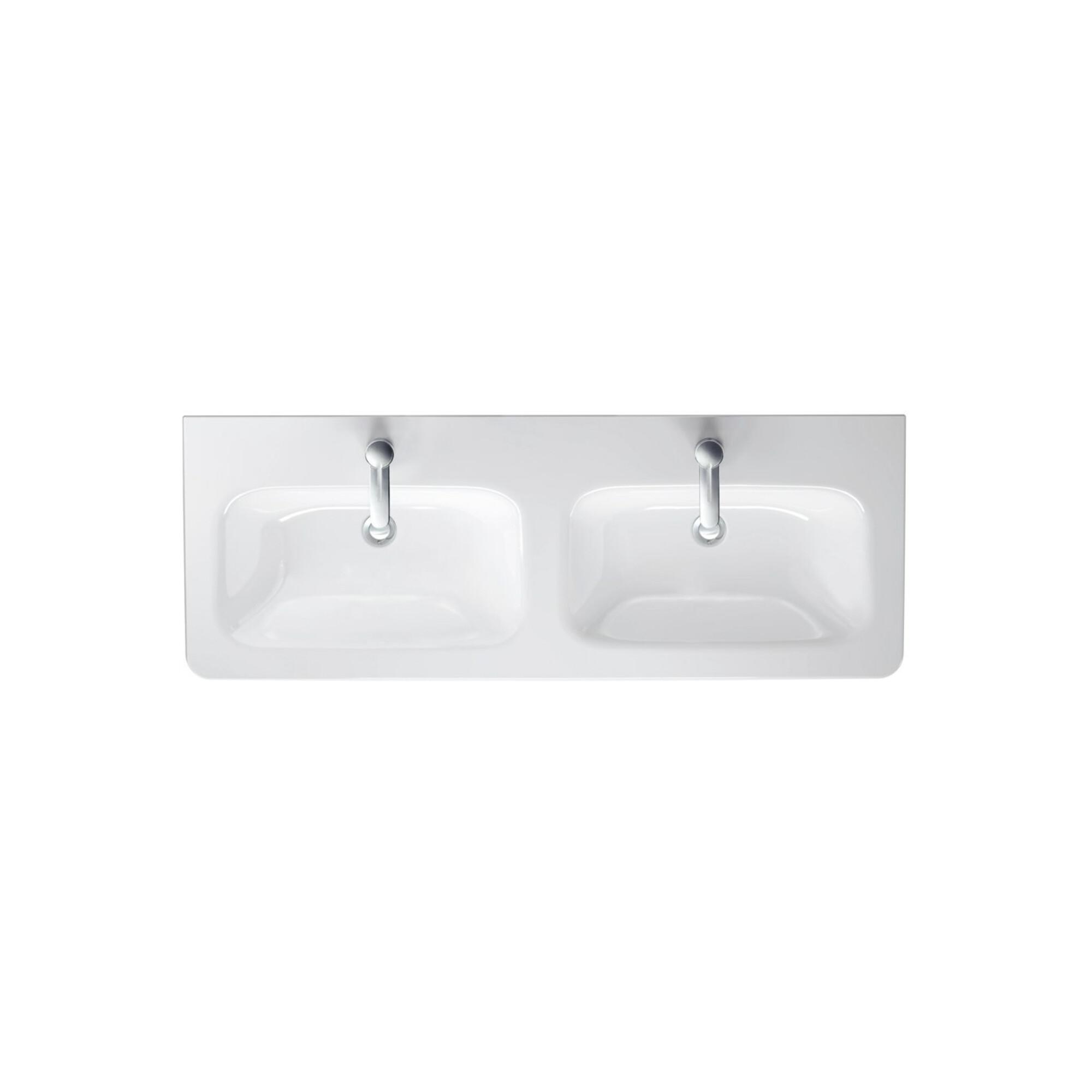 Duravit Möbel-Doppelwaschtisch DuraStyle 130x48cm, 2 HL, m ÜL, Hahnlochbank, weiß (2338130000)