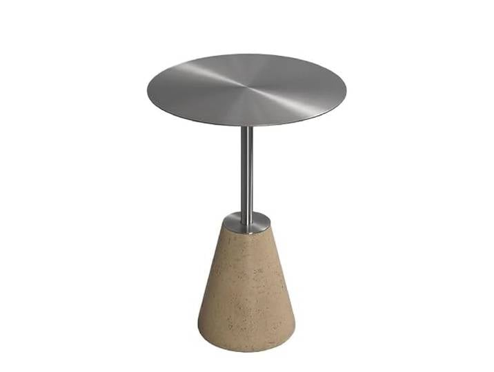 YCCHAH Sofatisch Beistelltisch mit Steinsockel, nordischer einfacher Couchtisch, kreativer Kleiner runder Tisch, aus Edelstahl Wohnzimmer-Beistelltisch